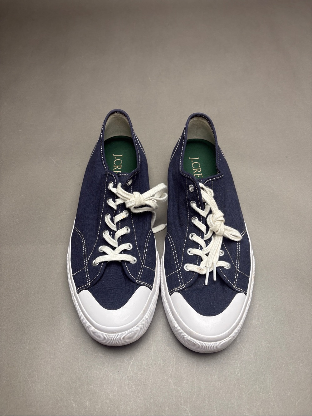 J. Crew Navy Canvas Low-Top Sneakers with White Toe